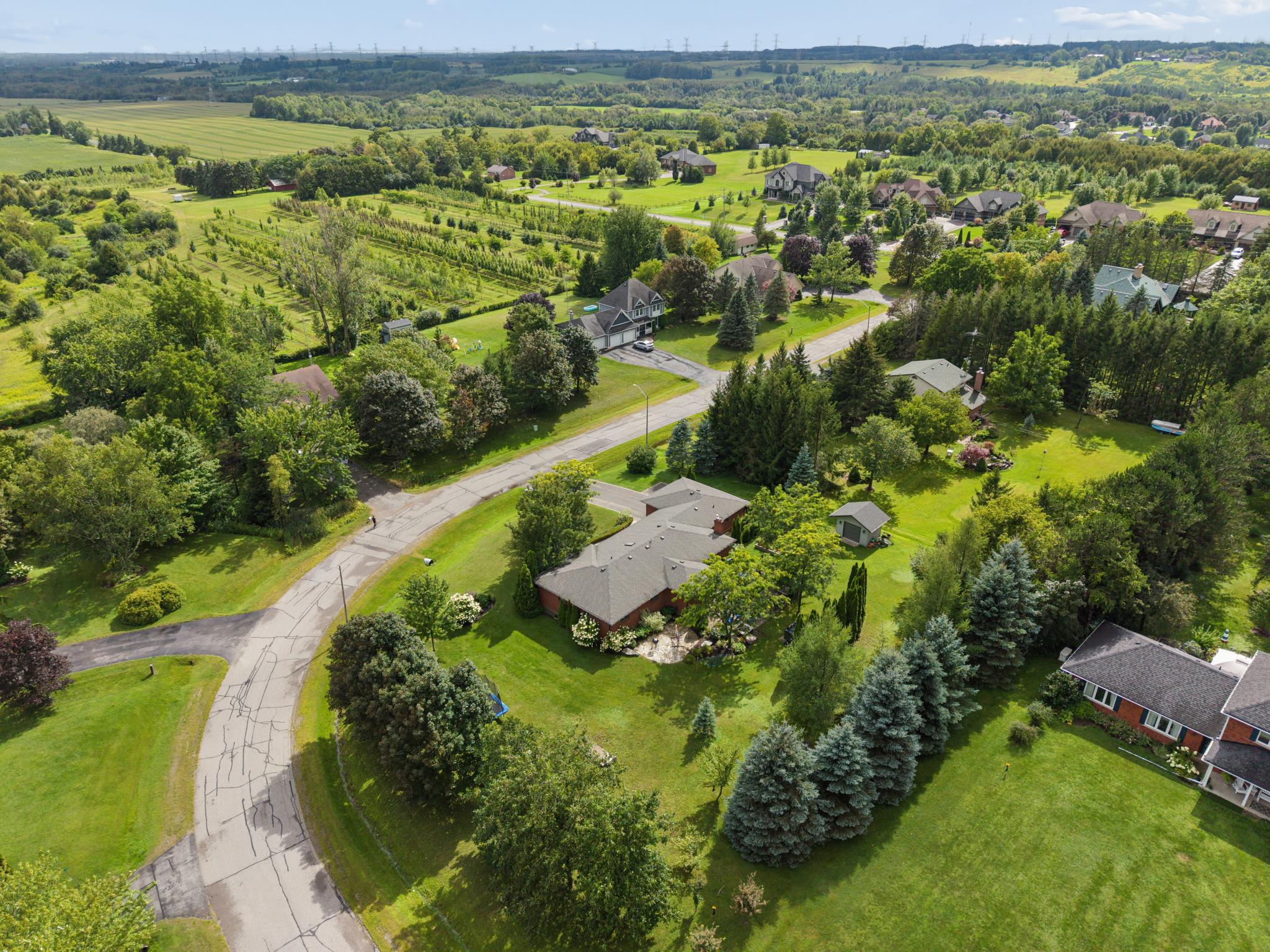 Aerial view of the 0.78-acre lot at 30 Potters Lane in Enniskillen, Clarington, Durham Region